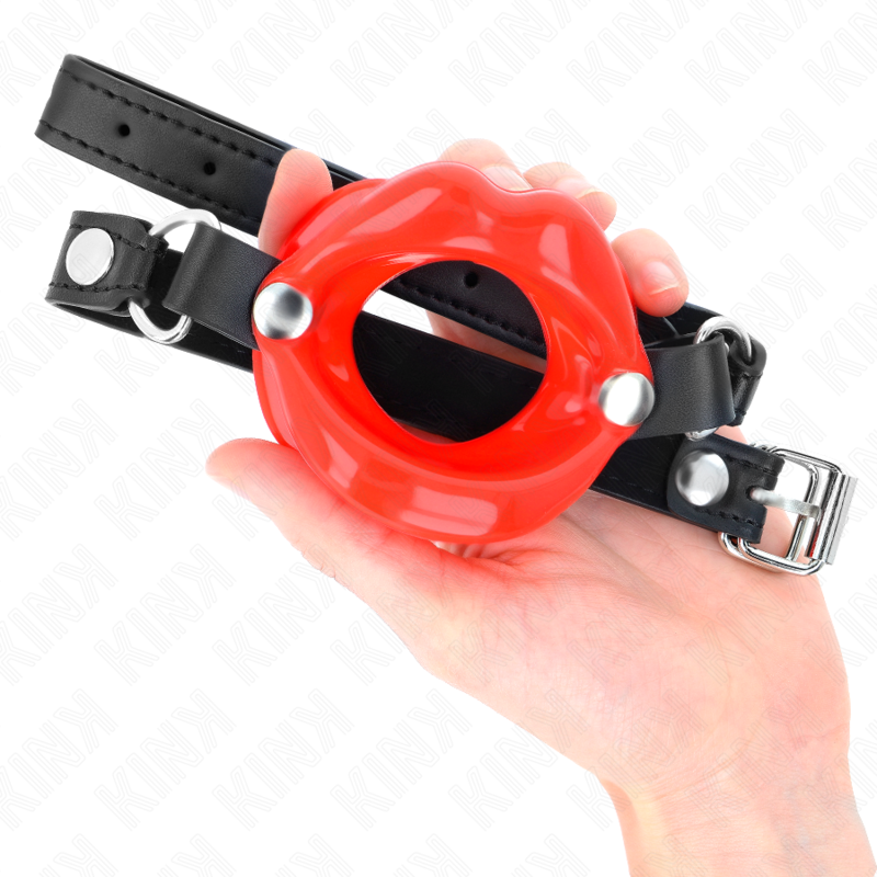 Kink - Mordaza Labial 8 Cm Con Correa De Polipiel Rojo 63 X 2 Cm Ajustable 39-58 Cm