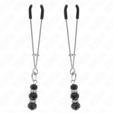Kink - Pinzas Para Pezones Plateada Fina Con Triple Bola De Vidrio Negro 7 Cm