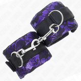 Kink - Muñequeras Cortas De Encaje Terciopelo Y Unión De Nylon Violeta/Negro 23 X 6.5 Cm