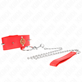 Kink - Collar Con Correa 65 Cm Cuello De Diamantes Rojo Ajustable 35-51 Cm X 7 Cm