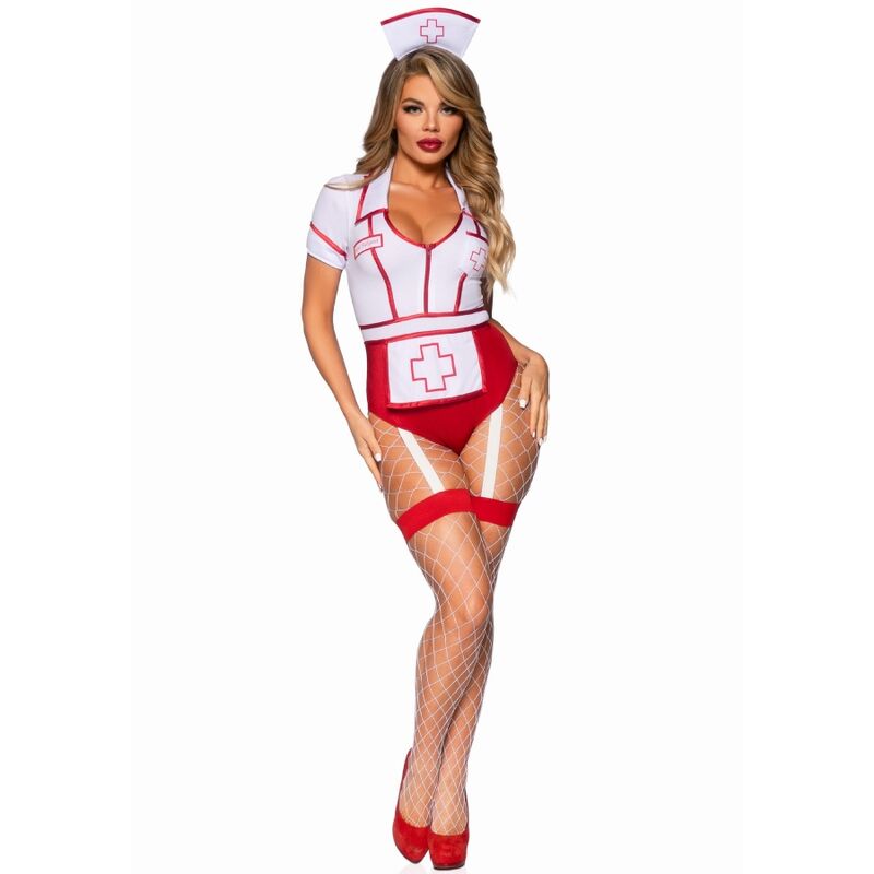 Leg Avenue - Disfraz Enfermera Sexy Rojo/Blanco S