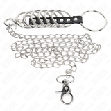 Kink - 7 Anillos Pene Metal 3.8 Cm A 5 Cm Conectados Con Polipiel Y Cadena Metal 100 Cm