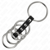 Kink - 5 Anillos Pene 3.7 Cm A 5 Cm Metal Conectados Por Cuero