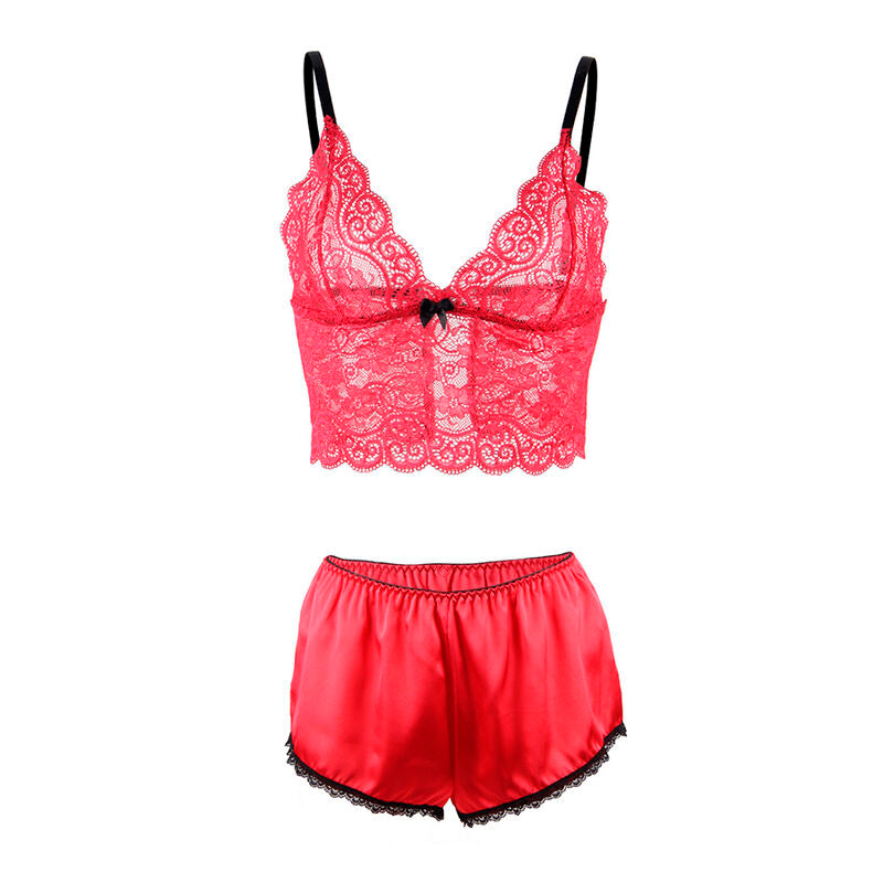 Subblime - 953904 Camisón De Seda Y Encaje + Panties Rojo L/Xl