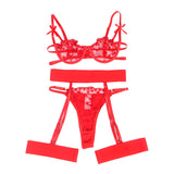 Subblime - 954321 Sujetador + Tanga + Ligueros Estampado De Corazones Rojo S/m