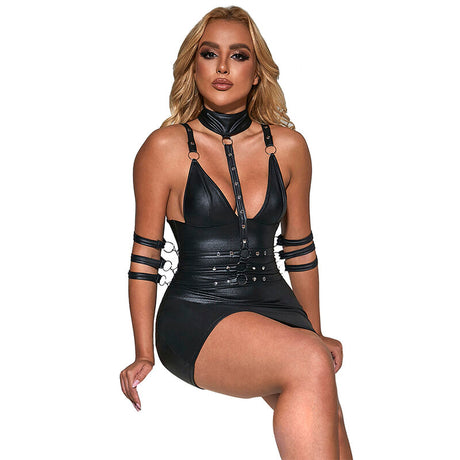 Subblime - 954406 Vestido Bondage De Cuero Negro S/m
