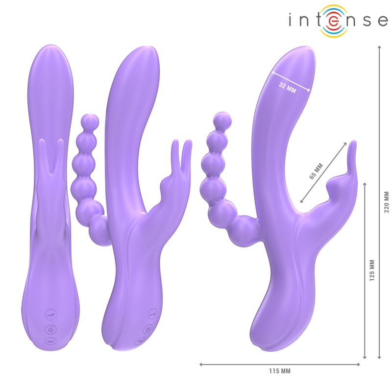 Intense - Miko Triple Vibrador Rabbit & Estimulador & Anal 7 Vibraciones Morado