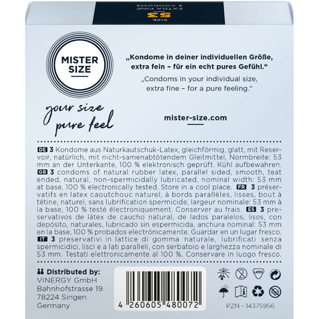 Mister Size - Preservativos Talla M 53 Mm (3 Unidades)