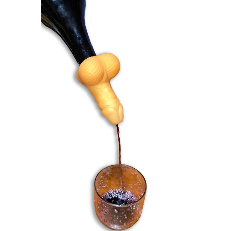 Diablo Picante - Decantador De Vino Forma Pene Dorado