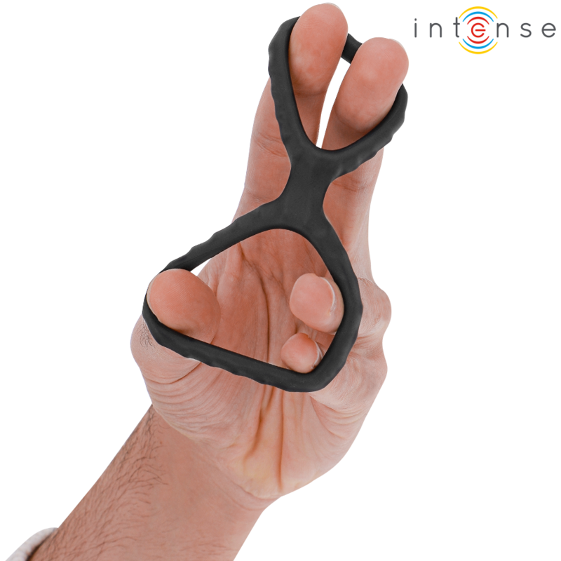 Intense - Dewey Anillo Doble Para Pene Silicona Negro Modelo 2