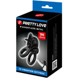 Pretty Love - Passionate Ring Doble Anillo Vibrador + Estimulador Clítoris Negro