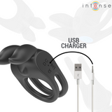 Intense - Sam Anillo Doble Vibrador Pene 10 Vibraciones Negro