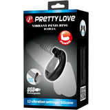 Pretty Love - Dahlia Anillo Vibrador + Estimulador De Clítois 12 Vibraciones Negro