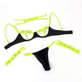 Subblime - 955274 Set Sujetador Con Collar Y Detalles Para Piernas Verde Fluorescente S/M