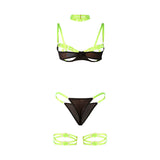 Subblime - 955274 Set Sujetador Con Collar Y Detalles Para Piernas Verde Fluorescente S/M