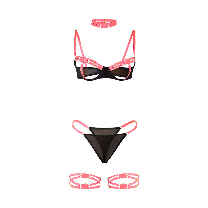 Subblime - 955304 Set Sujetador Con Collar Y Detalles Para Piernas Rosa Fluorescente L/Xl