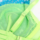 Subblime - 955311 Set Sujetador Con Encaje Y Ligueros Verde Y Azul S/M