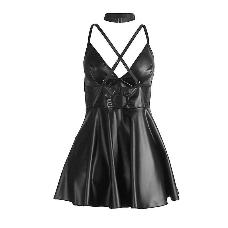 Subblime - 955373 Vestido Con Tirantes De Cuero Negro S/m
