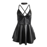 Subblime - 955373 Vestido Con Tirantes De Cuero Negro S/m