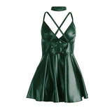 Subblime - 955434 Vestido Con Tirantes De Cuero Verde S/M