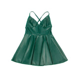 Subblime - 955434 Vestido Con Tirantes De Cuero Verde S/M
