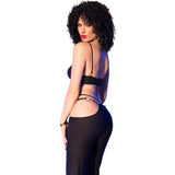 Chilirose - Cr 4851 Set Top Negro Y Leggins Con Complementos Dorados M