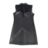 Subblime - 957544 Vestido De Cuero Con Cuello De Encaje Negro S/M