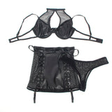 Subblime - 957599 Conjunto Sujetador Y Falda De Cuero Negro L/Xl