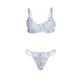 Subblime - 957629 Conjunto Sujetador Y Panties Con Bordados De Flores Celeste S/M