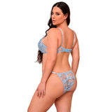 Subblime - 957636 Conjunto Sujetador Y Panties Con Bordados De Flores Celeste L/Xl