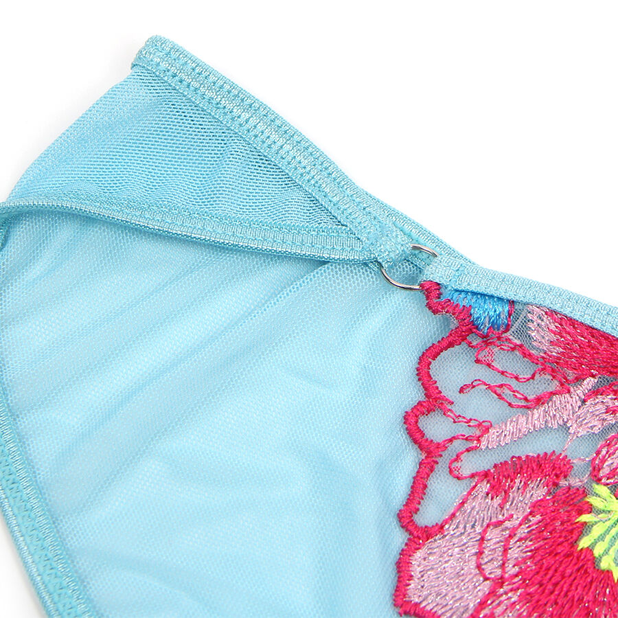 Subblime - 957650 Conjunto Sujetador Y Liguero Con Bordados De Flores Rosas L/Xl