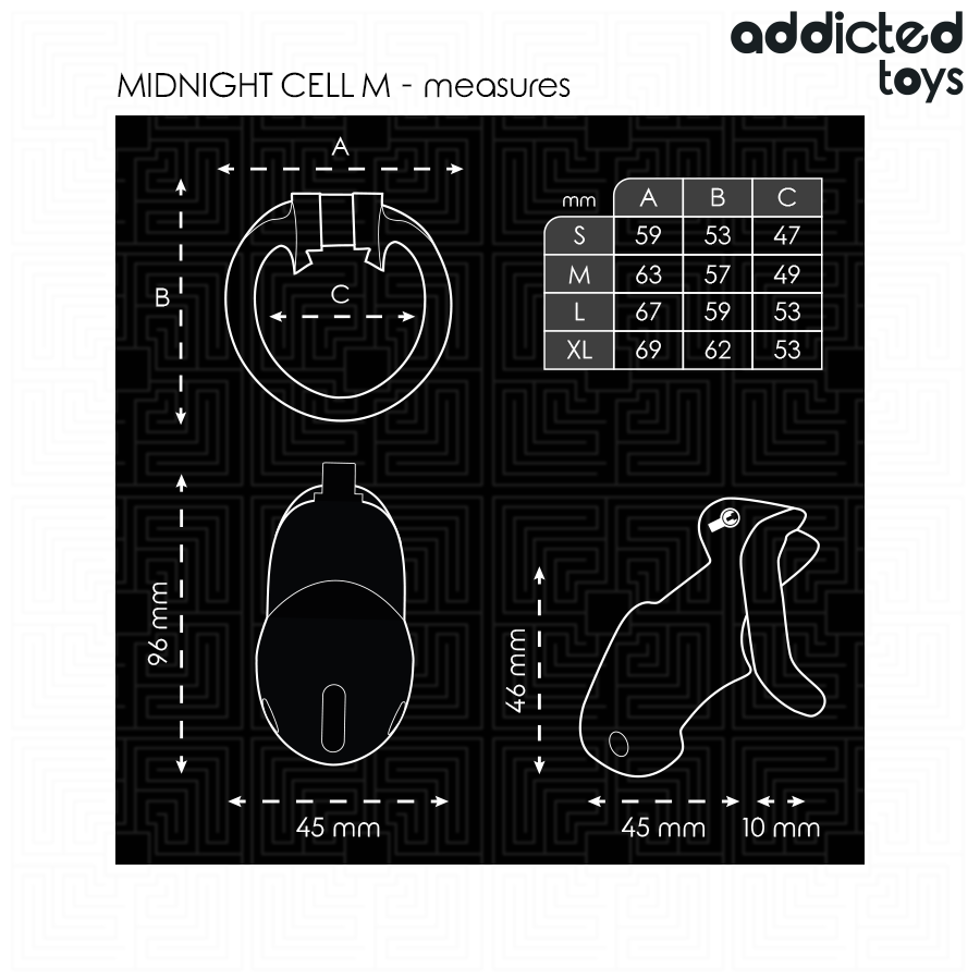 Addicted Toys Locked - Mindnight Cell Jaula Para Pene 4.2 Cm Talla M