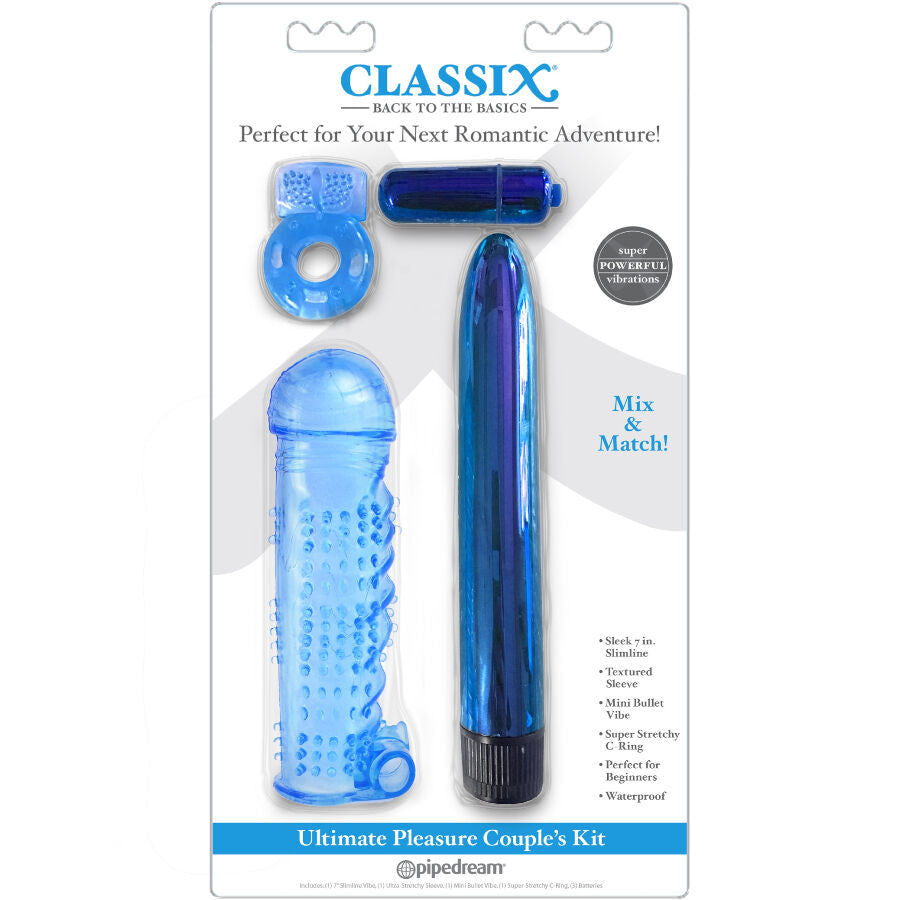 Classix - Kit Para Parejas Con Anillo, Funda Y Balas Azul