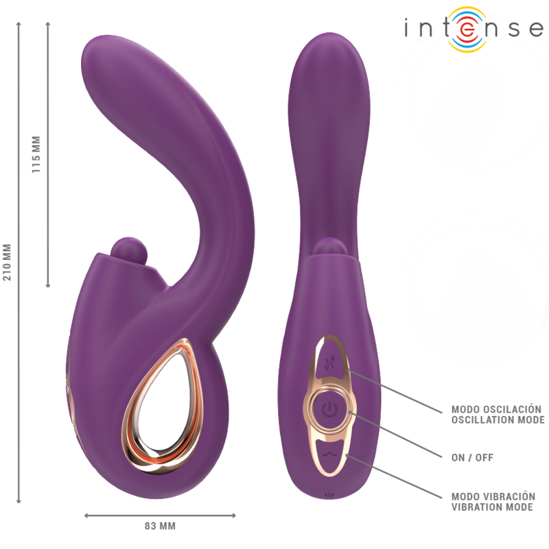 Intense - Lali Vibrador Punto G Multifunción Estimulación & Empuje & Vibración Morado