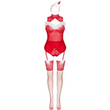 Livco Corsetti Fashion - Limpid Snowflakes Lc 90604 Body + Medias + Diadema Navideña L/Xl