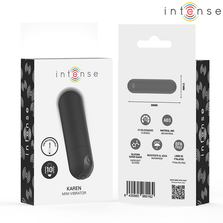 Intense - Karen Mini Bala Vibradora 10 Modos Recargable Negro