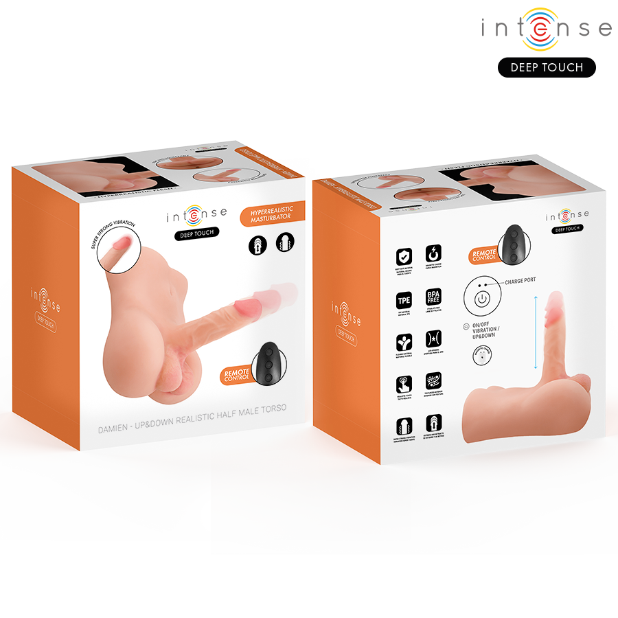 Intense Deep Touch - Damien Torso Con Dildo Realístico Con Empuje Y Vibración Control Remoto 3.5 Kg