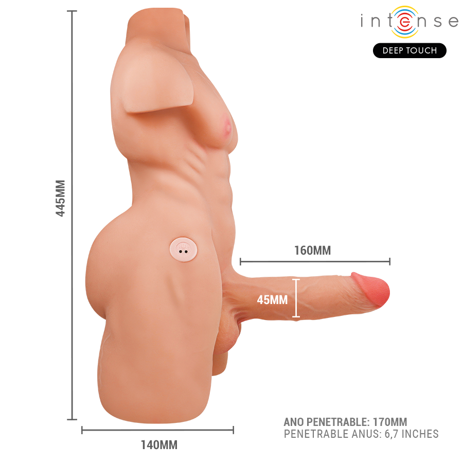 Intense Deep Touch - Marty Torso Con Ano Y Dildo Realístico Con Empuje Y Vibración Control Remoto 6.2 Kg