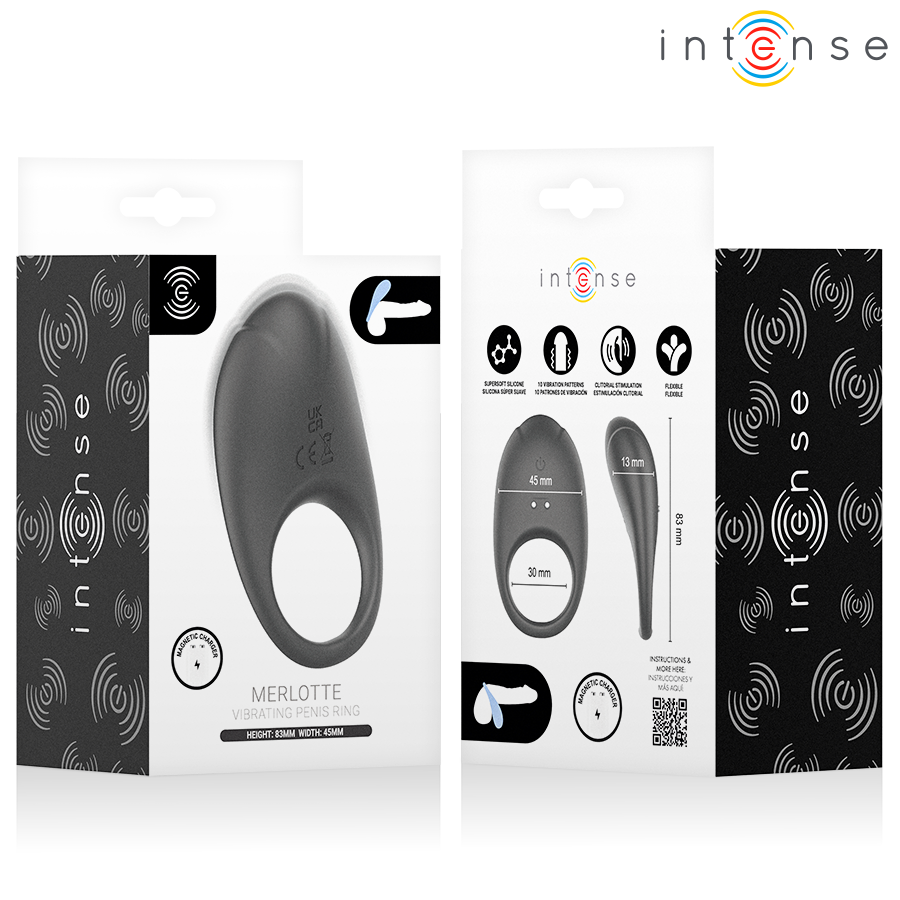 Intense - Merlotte Anillo Vibrador Con Estimulación De Clítoris Negro
