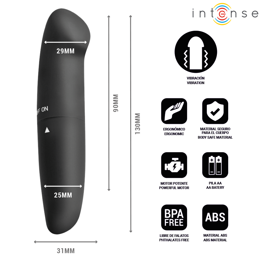 Intense - Phil Vibrador Punto G Negro 13 Cm
