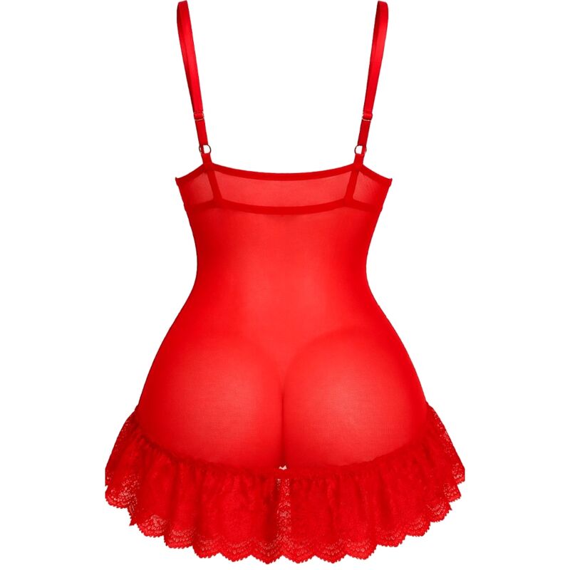 Livco Corsetti Fashion - Nuit Set Camiseta + Panty Rojo 2028 S/M