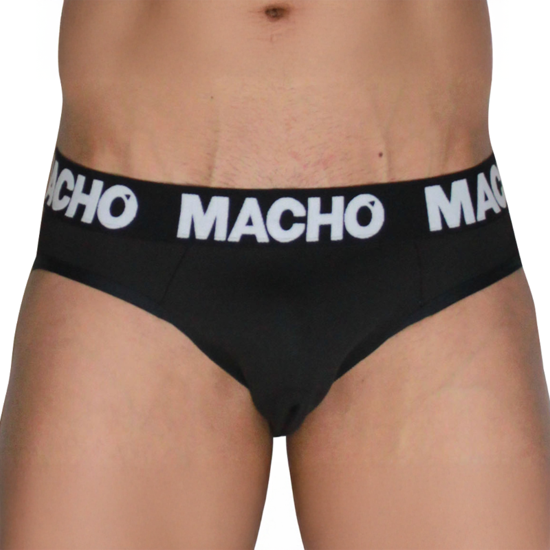 Macho - Mch007 Slip Clásico Negro + Negro M
