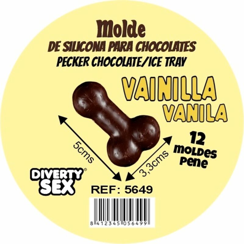 Diablo Picante - Molde Chocolate 12 Penes Silicona Para Colgar Vainilla