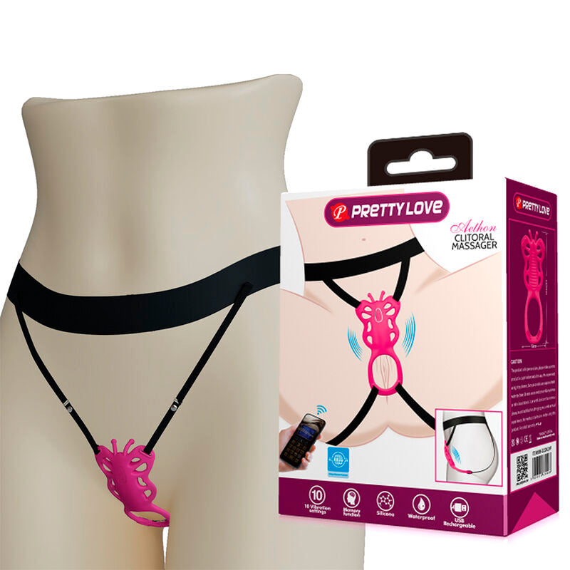 Pretty Love - Butterfly Masajeador Tanga App Control Rosa