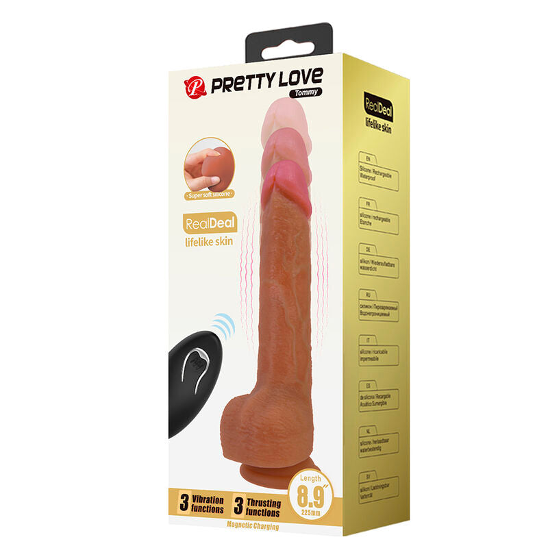 Pretty Love - Tommy Vibrador Realístico Con Empuje Marrón Oscuro Control Remoto