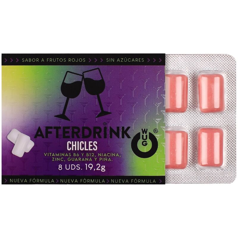 Wug After Drink  El Chicle Funcional Que Te Ayuda A Recuperar Energía Tras La Noche Blister 8 Uds