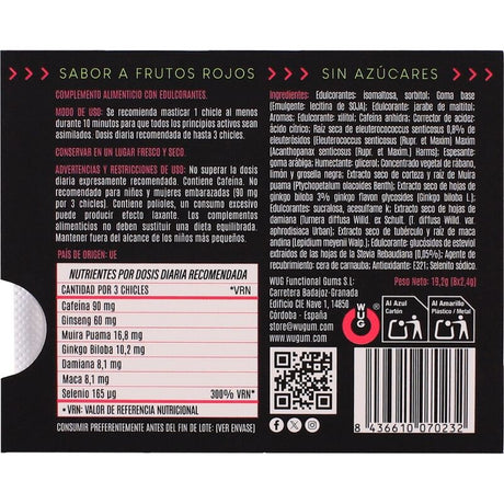 Wug Climax - Chicle Funcional Con Maca, Damiana Y Ginseng Para Potenciar El Deseo Y La Vitalidad Íntima Blister 8 Uds