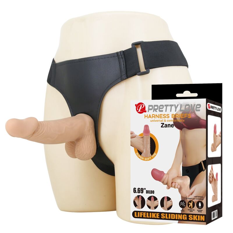 Pretty Love - Zane Arnés Con Dildo Flexible 17 Cm Ø 4,3 Cm Color Natural