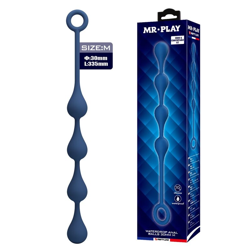 Mr Play - Bolas Anales Silicona Azul Talla M 33 Cm