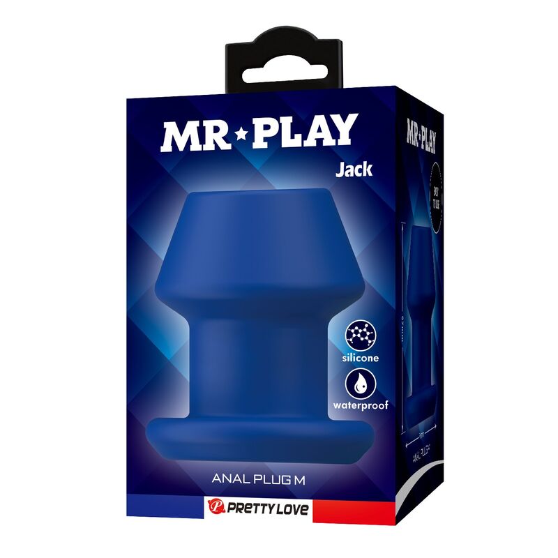 Mr Play - Jack Plug Anal Hueco Silicona Azul Talla M